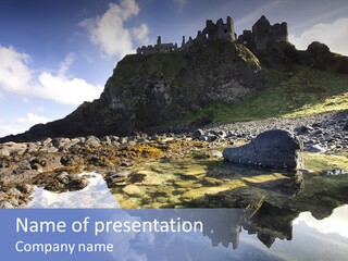 Seascape Blue Old PowerPoint Template