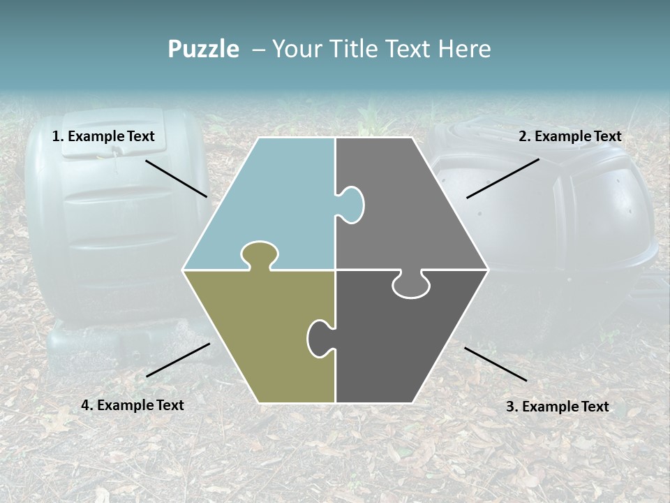 Two Trash Cans Sitting On The Ground In The Woods PowerPoint Template