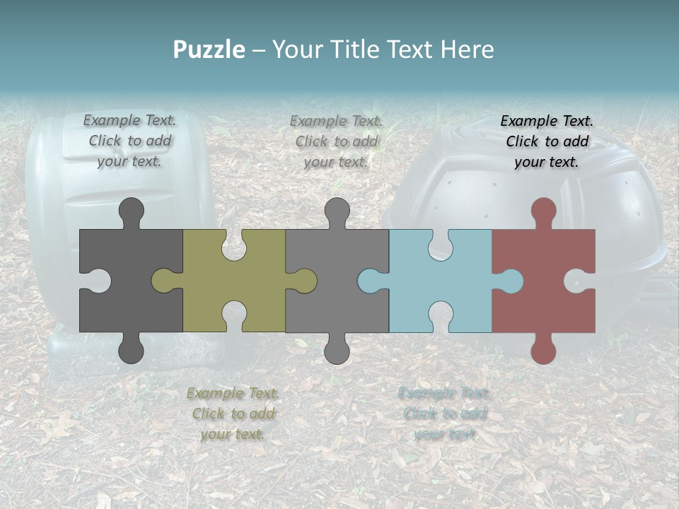 Two Trash Cans Sitting On The Ground In The Woods PowerPoint Template