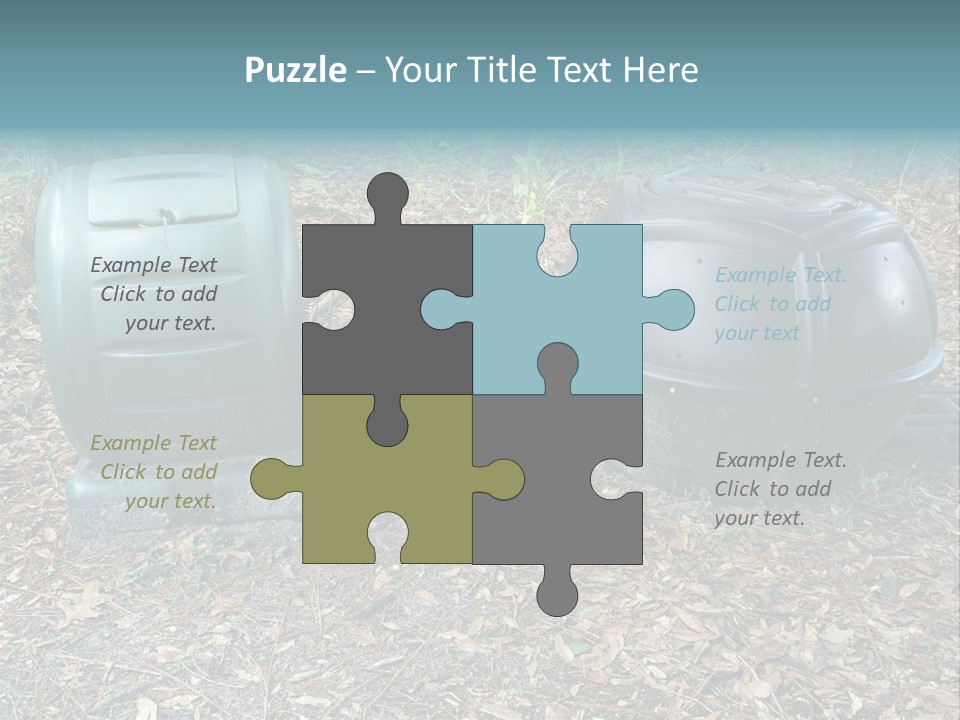 Two Trash Cans Sitting On The Ground In The Woods PowerPoint Template