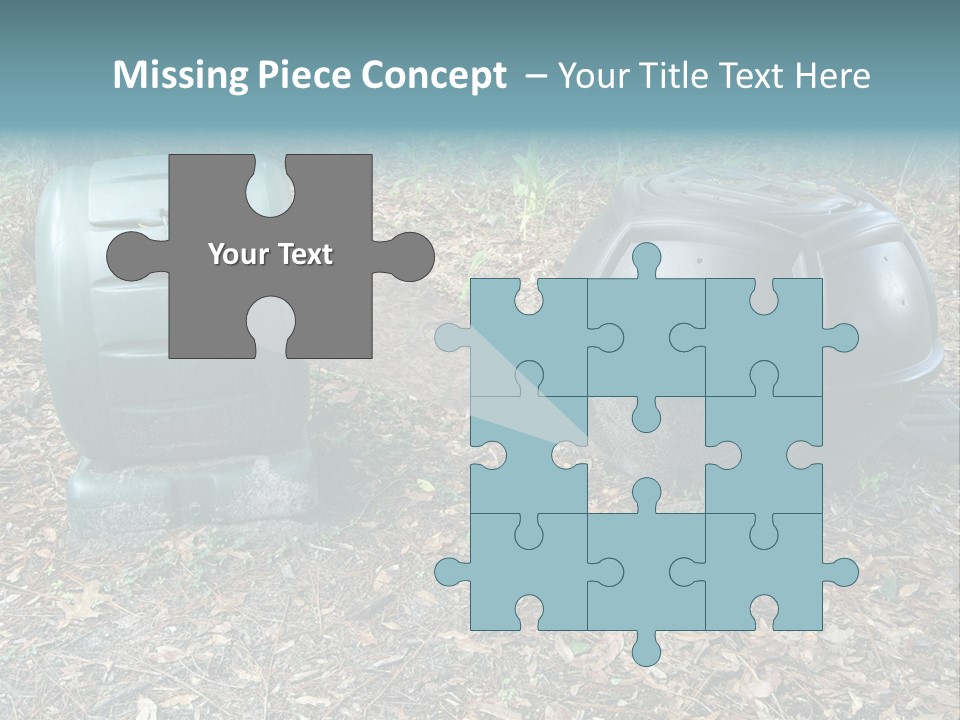 Two Trash Cans Sitting On The Ground In The Woods PowerPoint Template