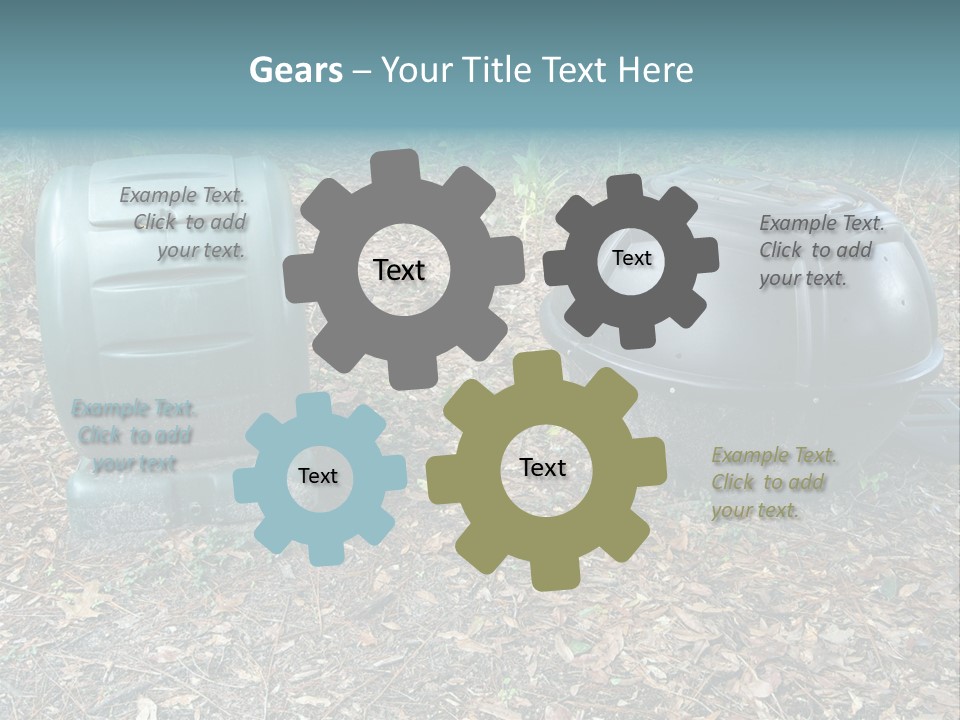 Two Trash Cans Sitting On The Ground In The Woods PowerPoint Template