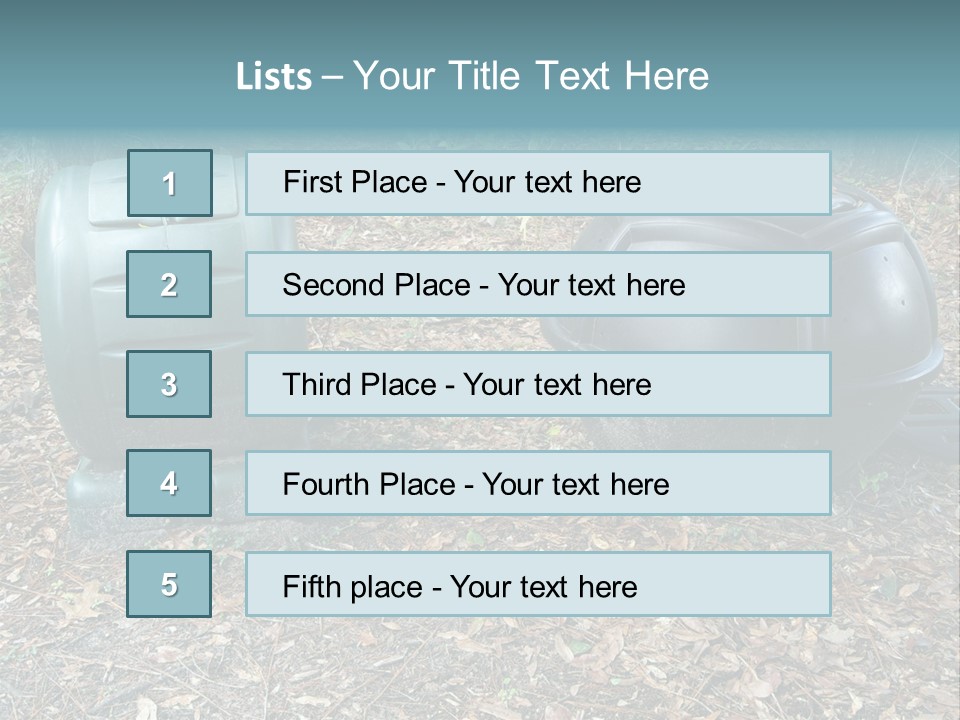 Two Trash Cans Sitting On The Ground In The Woods PowerPoint Template