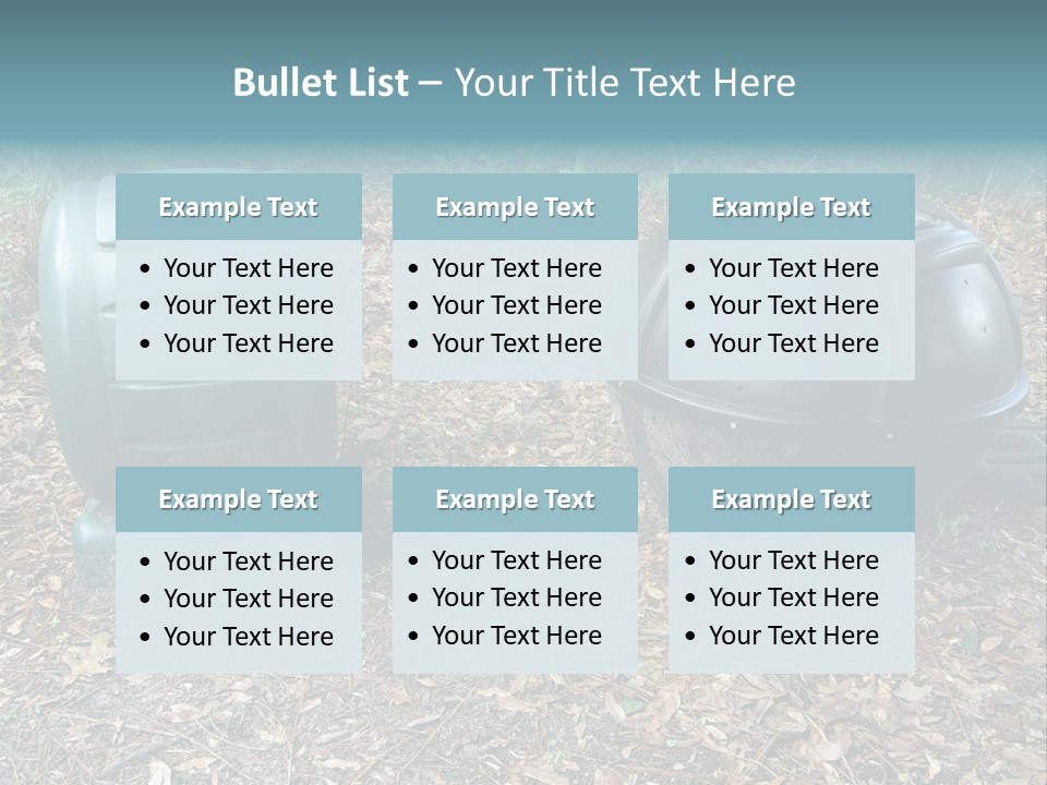 Two Trash Cans Sitting On The Ground In The Woods PowerPoint Template