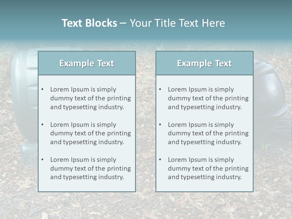 Two Trash Cans Sitting On The Ground In The Woods PowerPoint Template