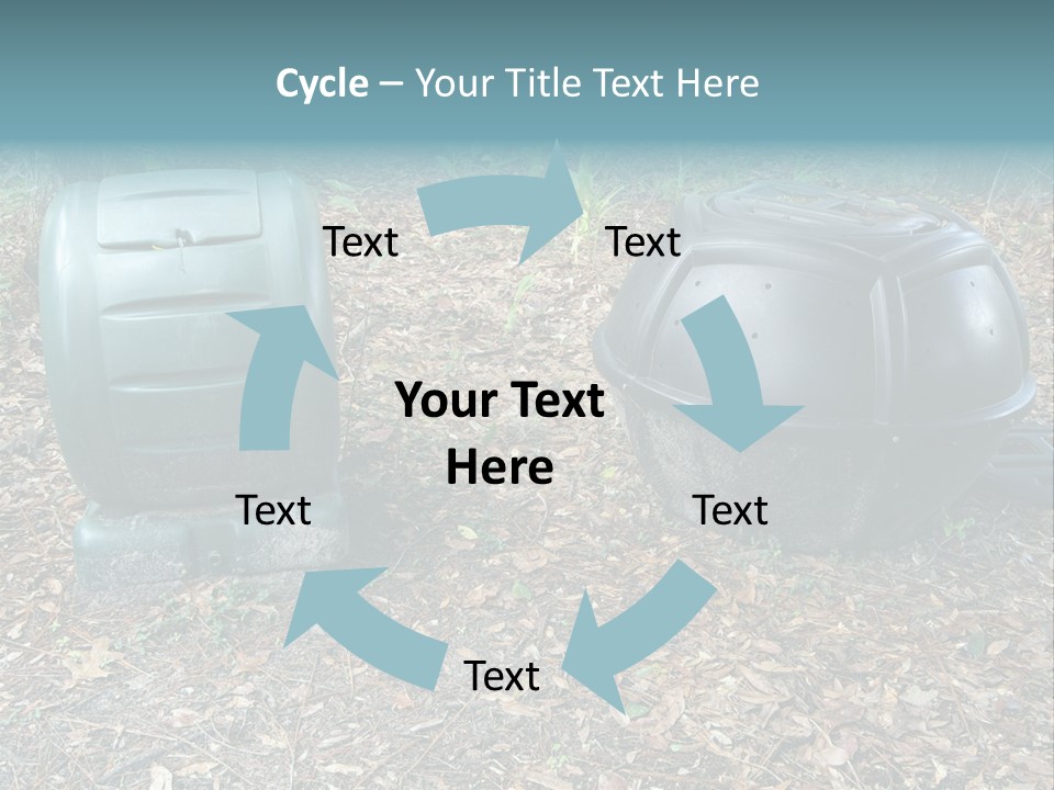 Two Trash Cans Sitting On The Ground In The Woods PowerPoint Template