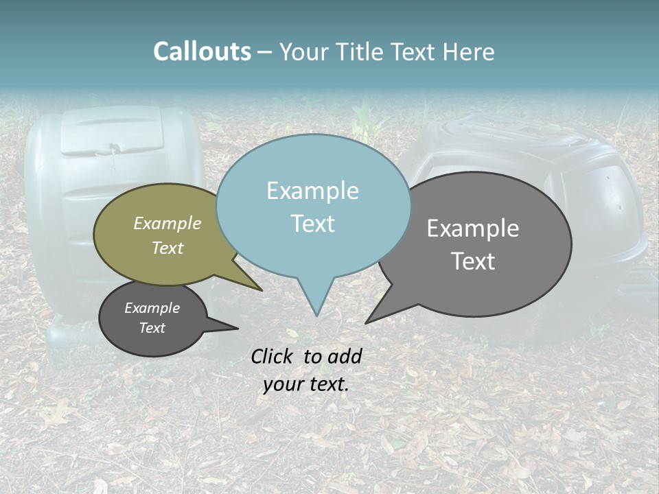 Two Trash Cans Sitting On The Ground In The Woods PowerPoint Template