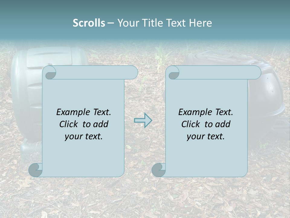 Two Trash Cans Sitting On The Ground In The Woods PowerPoint Template