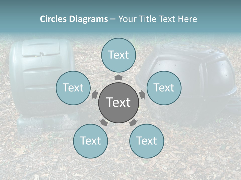 Two Trash Cans Sitting On The Ground In The Woods PowerPoint Template