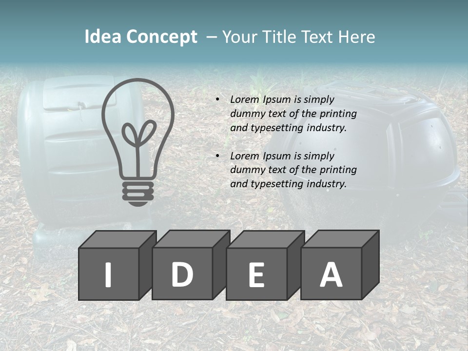 Two Trash Cans Sitting On The Ground In The Woods PowerPoint Template