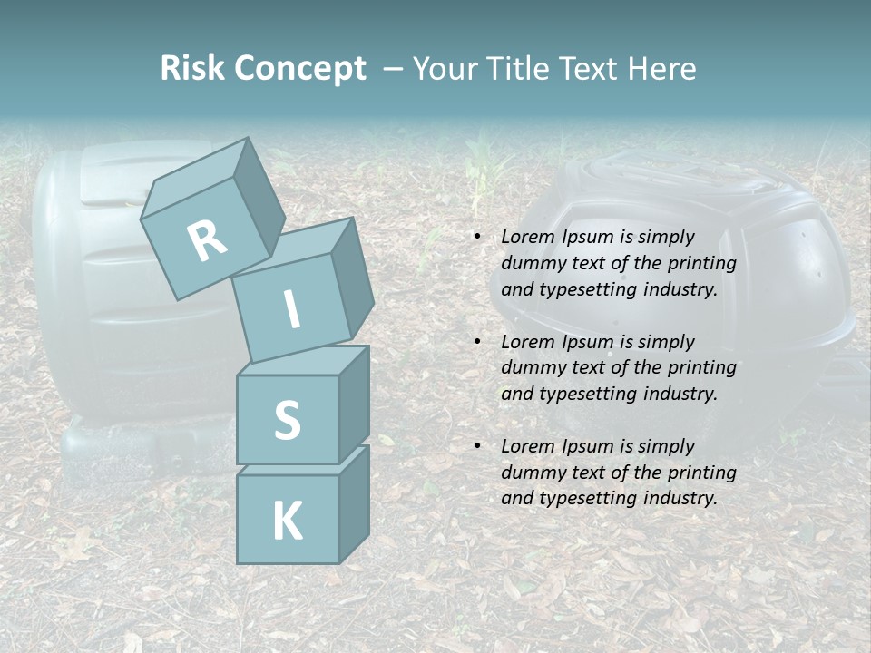 Two Trash Cans Sitting On The Ground In The Woods PowerPoint Template