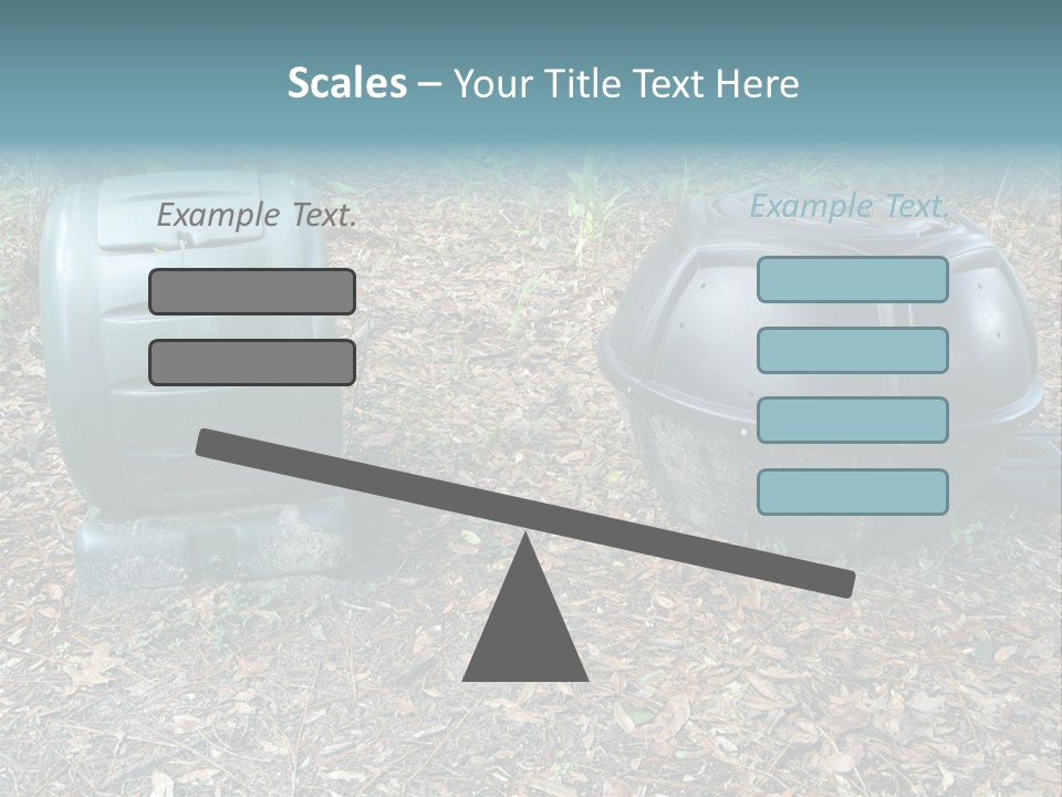 Two Trash Cans Sitting On The Ground In The Woods PowerPoint Template