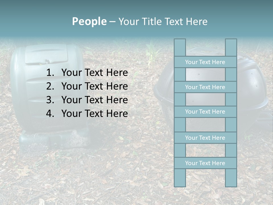 Two Trash Cans Sitting On The Ground In The Woods PowerPoint Template