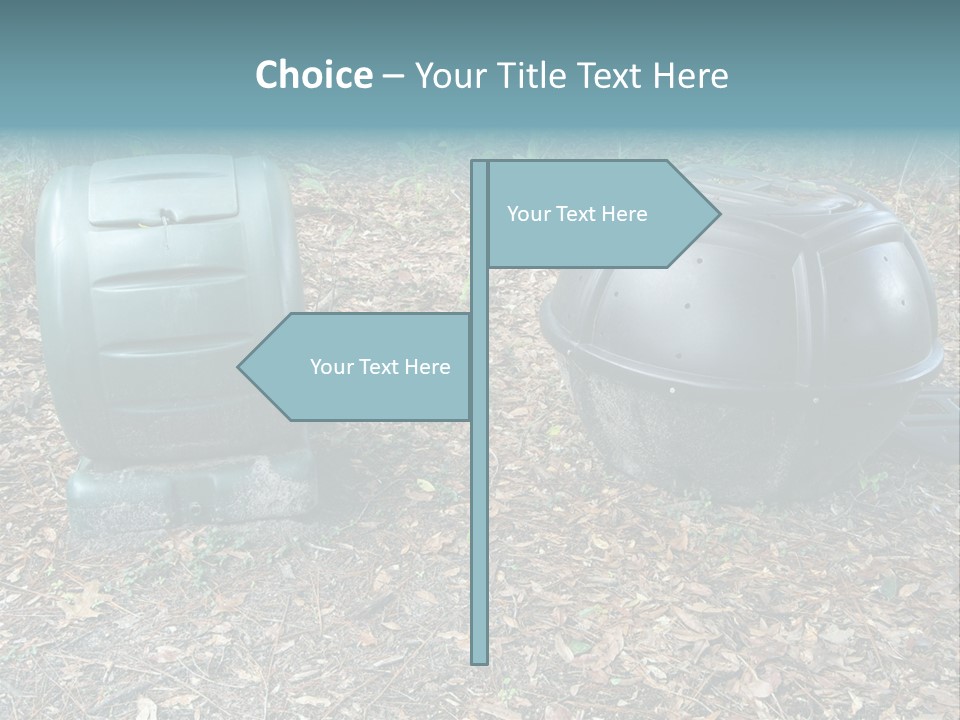 Two Trash Cans Sitting On The Ground In The Woods PowerPoint Template