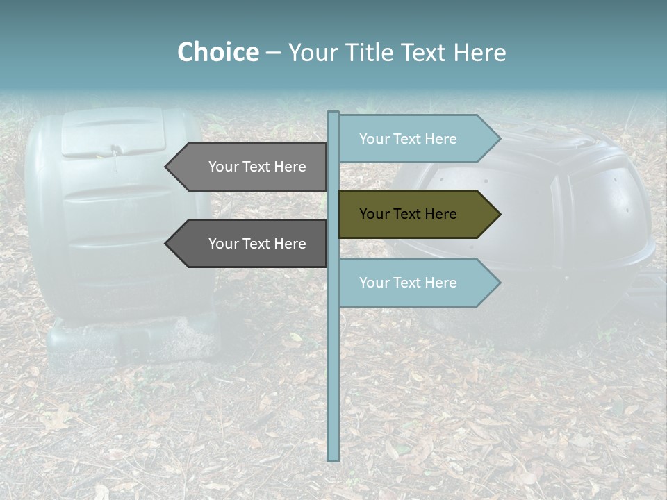 Two Trash Cans Sitting On The Ground In The Woods PowerPoint Template