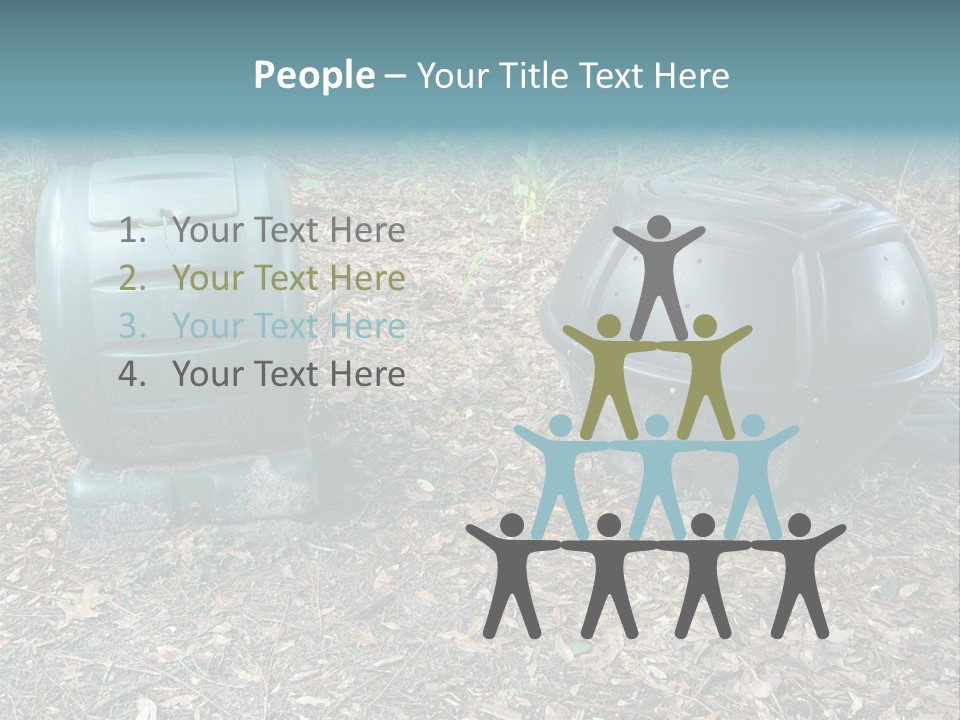 Two Trash Cans Sitting On The Ground In The Woods PowerPoint Template