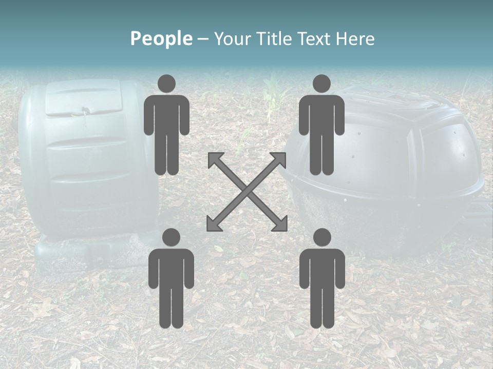 Two Trash Cans Sitting On The Ground In The Woods PowerPoint Template