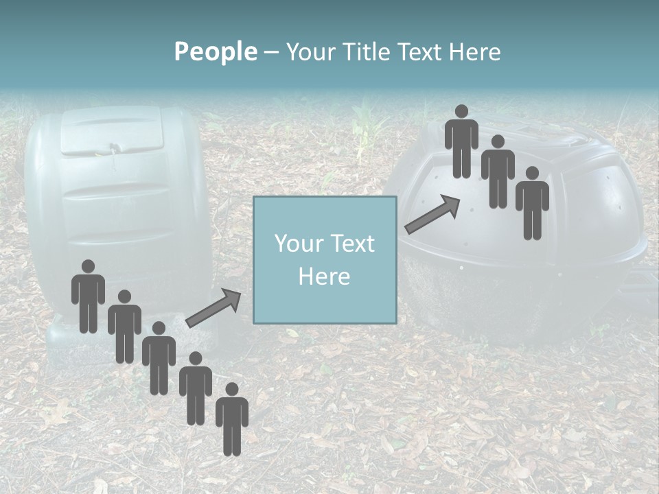Two Trash Cans Sitting On The Ground In The Woods PowerPoint Template