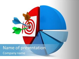 A Blue And Red Arrow Hitting A Red And White Target PowerPoint Template