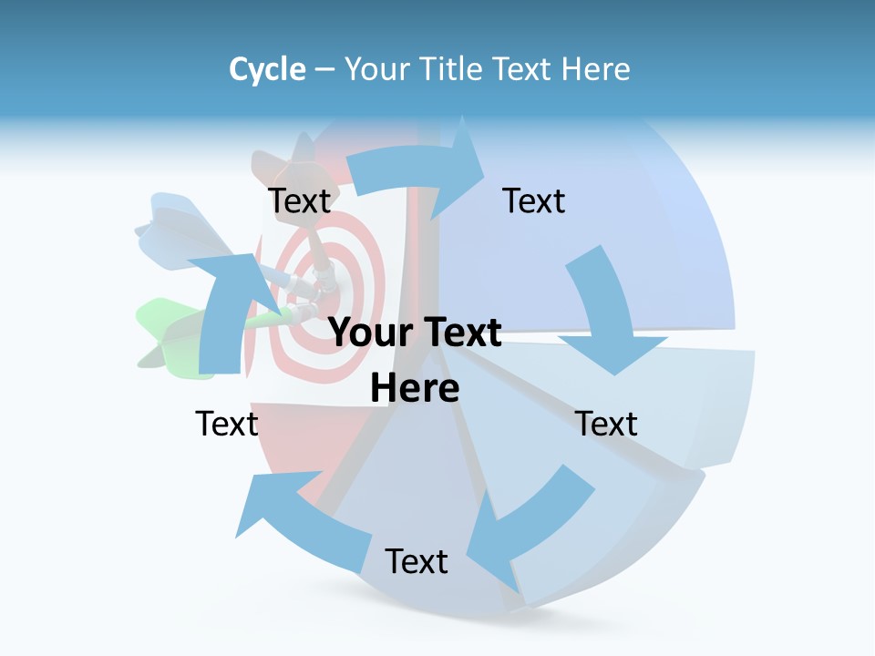 A Blue And Red Arrow Hitting A Red And White Target PowerPoint Template