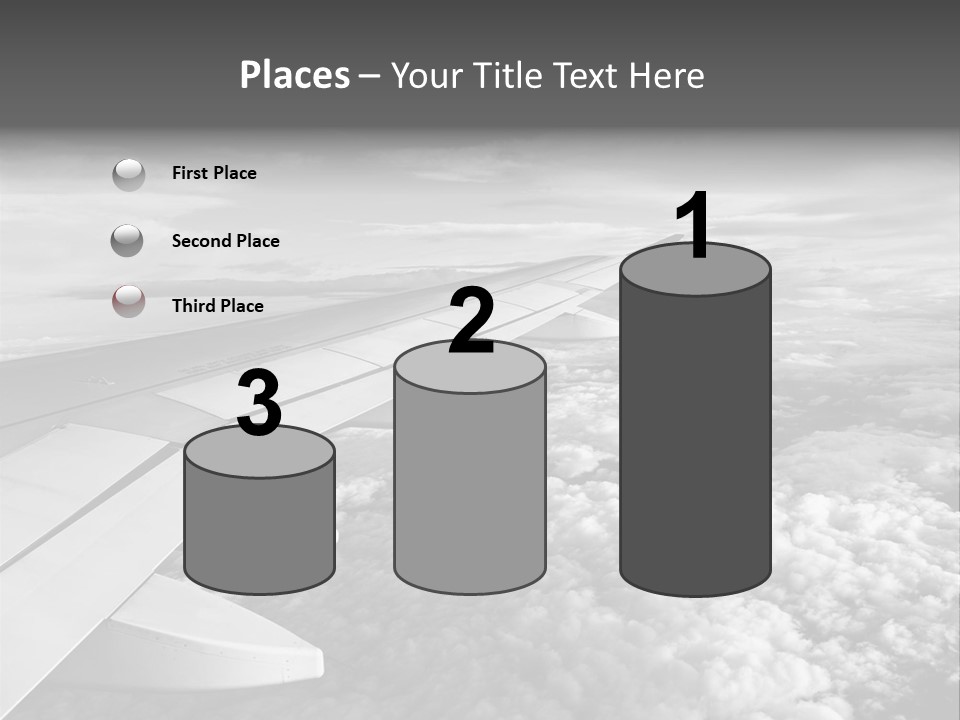 A View Of The Wing Of An Airplane In The Sky PowerPoint Template