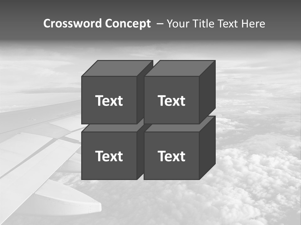 A View Of The Wing Of An Airplane In The Sky PowerPoint Template