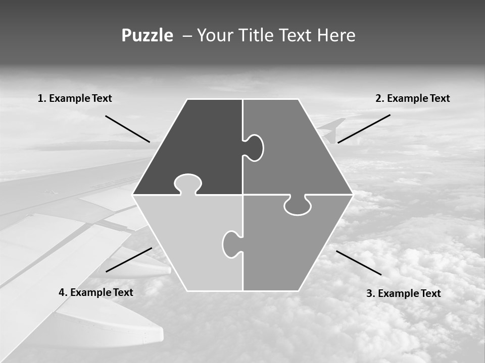 A View Of The Wing Of An Airplane In The Sky PowerPoint Template