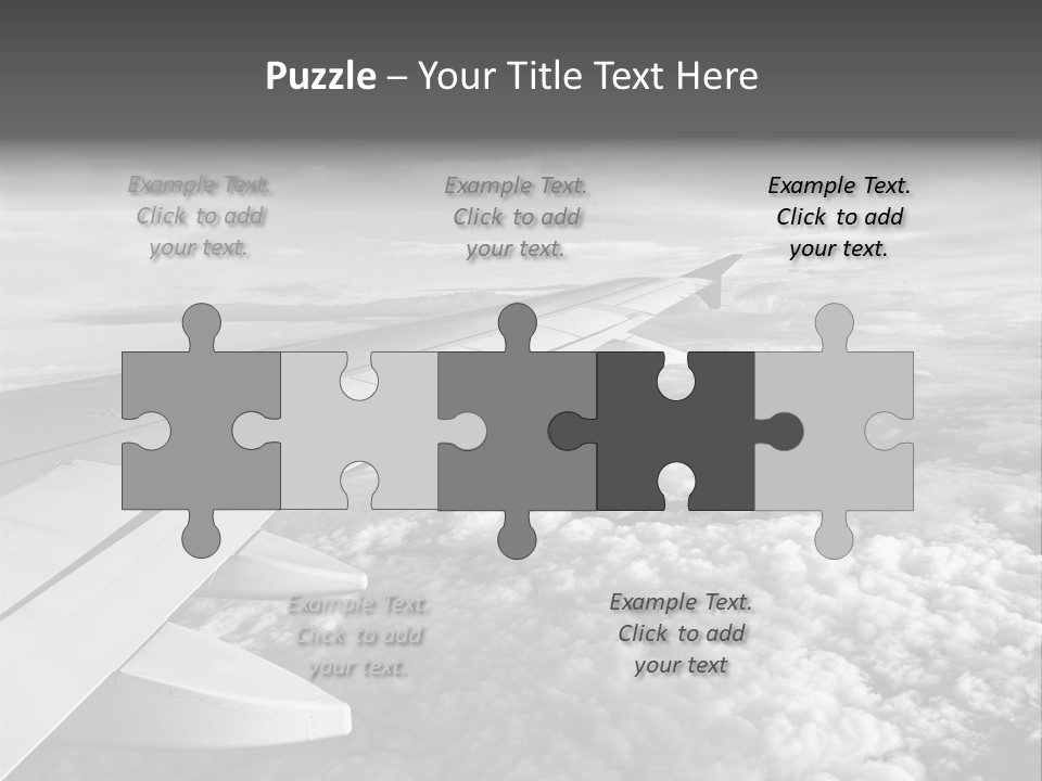 A View Of The Wing Of An Airplane In The Sky PowerPoint Template