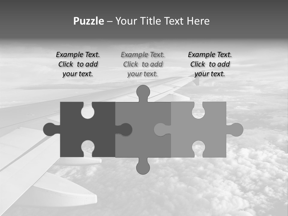 A View Of The Wing Of An Airplane In The Sky PowerPoint Template