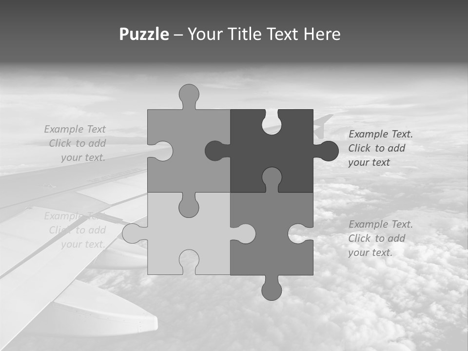 A View Of The Wing Of An Airplane In The Sky PowerPoint Template