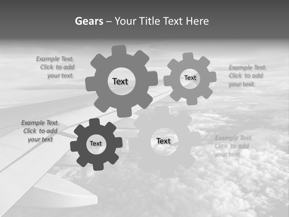 A View Of The Wing Of An Airplane In The Sky PowerPoint Template