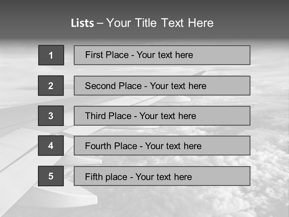 A View Of The Wing Of An Airplane In The Sky PowerPoint Template