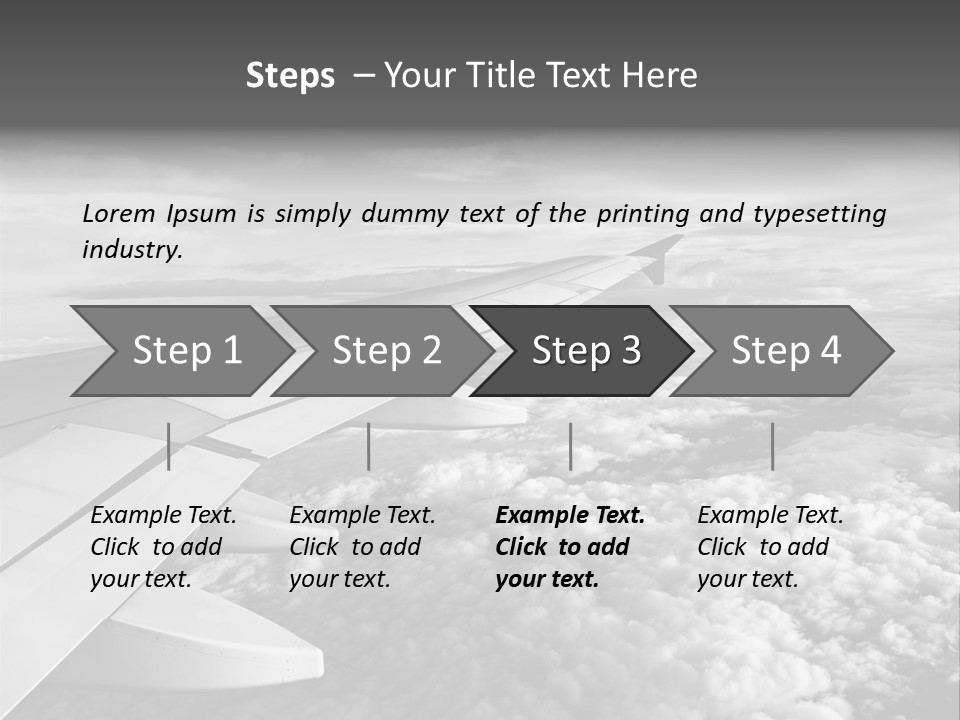 A View Of The Wing Of An Airplane In The Sky PowerPoint Template