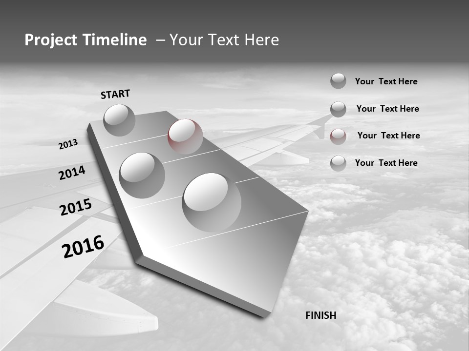 A View Of The Wing Of An Airplane In The Sky PowerPoint Template