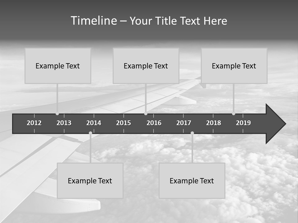A View Of The Wing Of An Airplane In The Sky PowerPoint Template