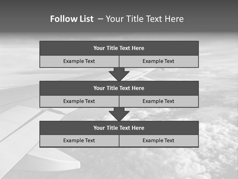 A View Of The Wing Of An Airplane In The Sky PowerPoint Template