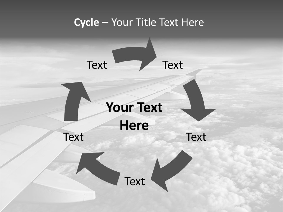 A View Of The Wing Of An Airplane In The Sky PowerPoint Template