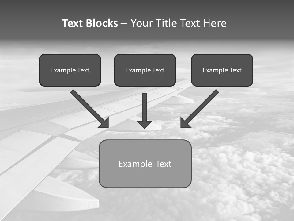 A View Of The Wing Of An Airplane In The Sky PowerPoint Template