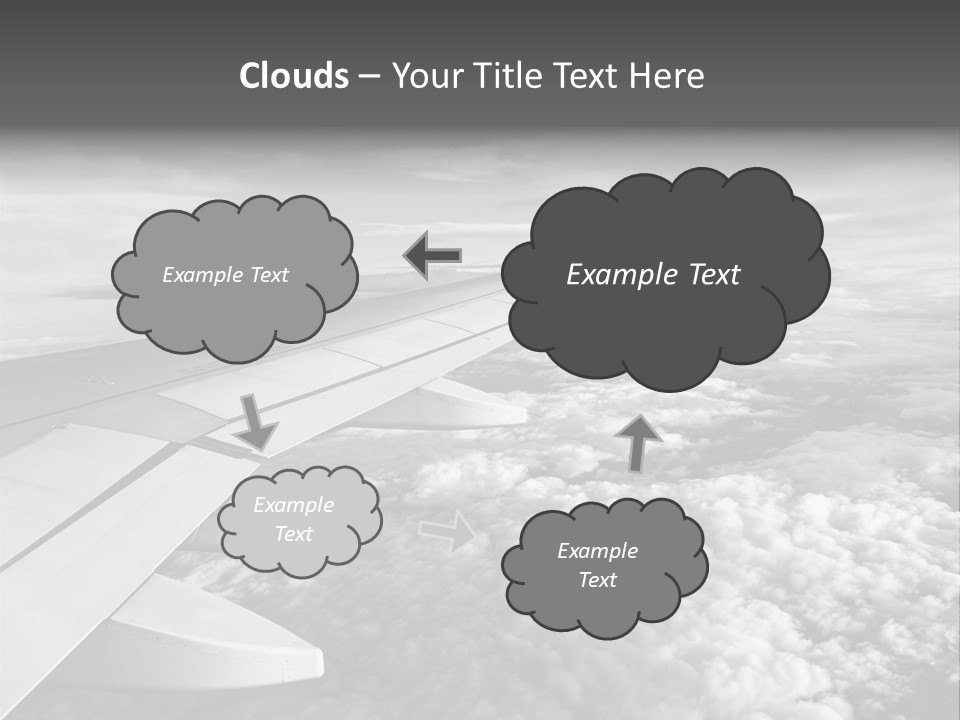 A View Of The Wing Of An Airplane In The Sky PowerPoint Template