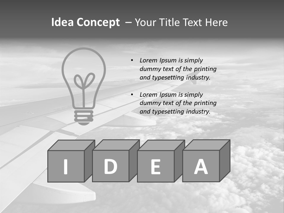 A View Of The Wing Of An Airplane In The Sky PowerPoint Template