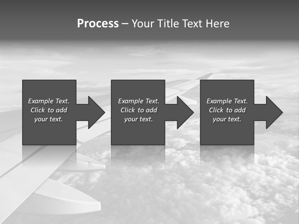 A View Of The Wing Of An Airplane In The Sky PowerPoint Template