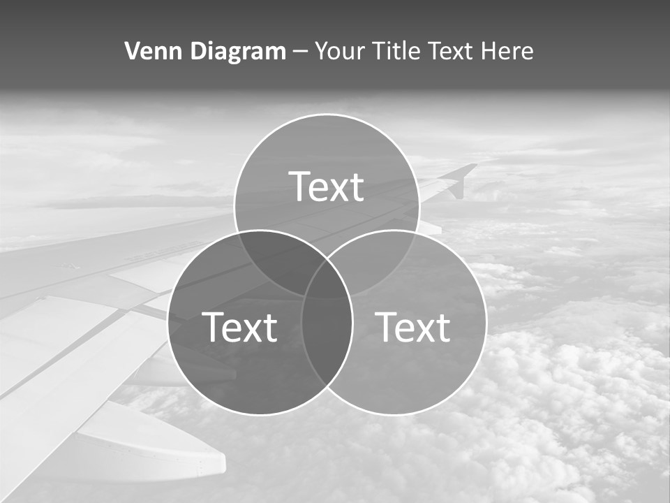 A View Of The Wing Of An Airplane In The Sky PowerPoint Template
