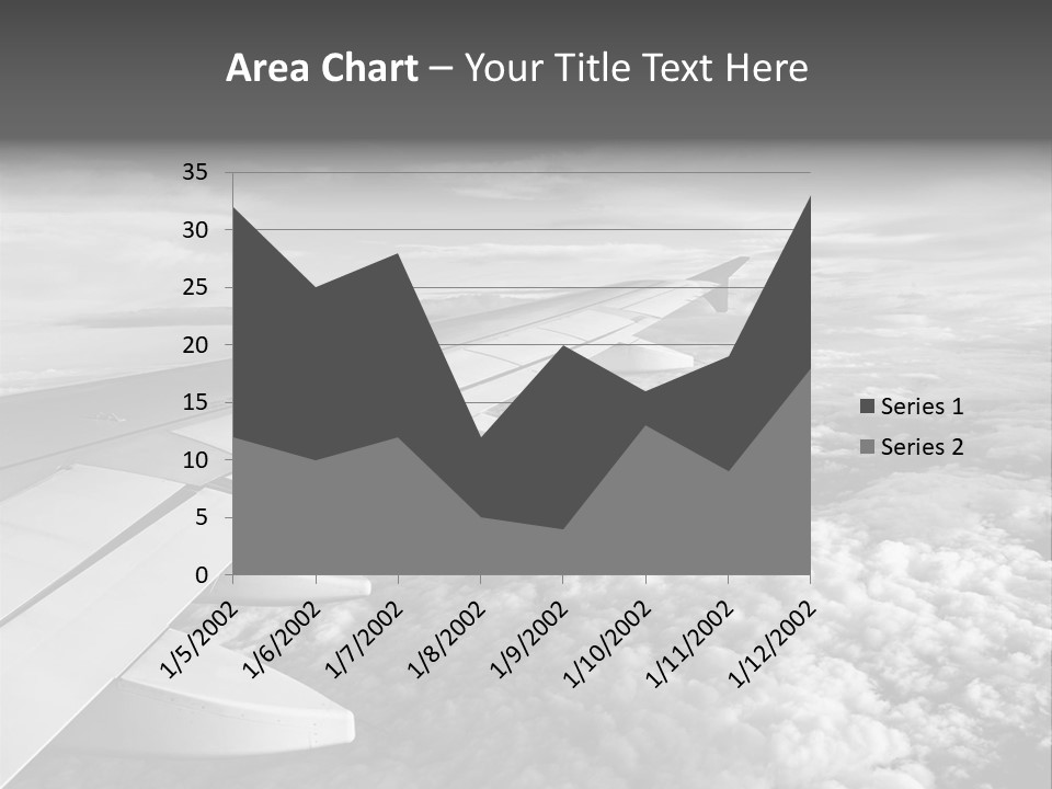 A View Of The Wing Of An Airplane In The Sky PowerPoint Template