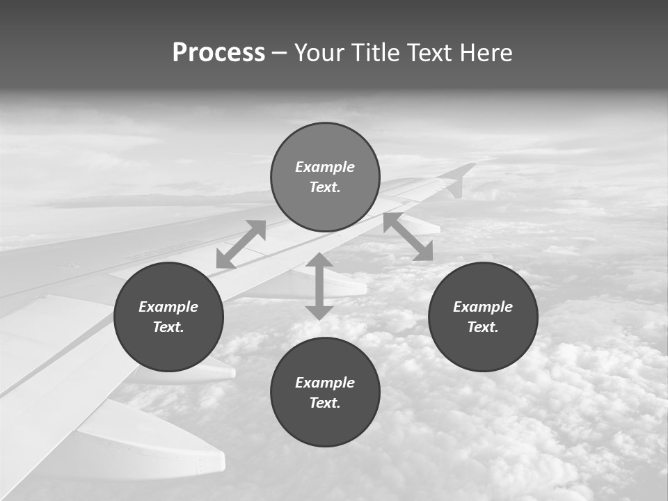 A View Of The Wing Of An Airplane In The Sky PowerPoint Template