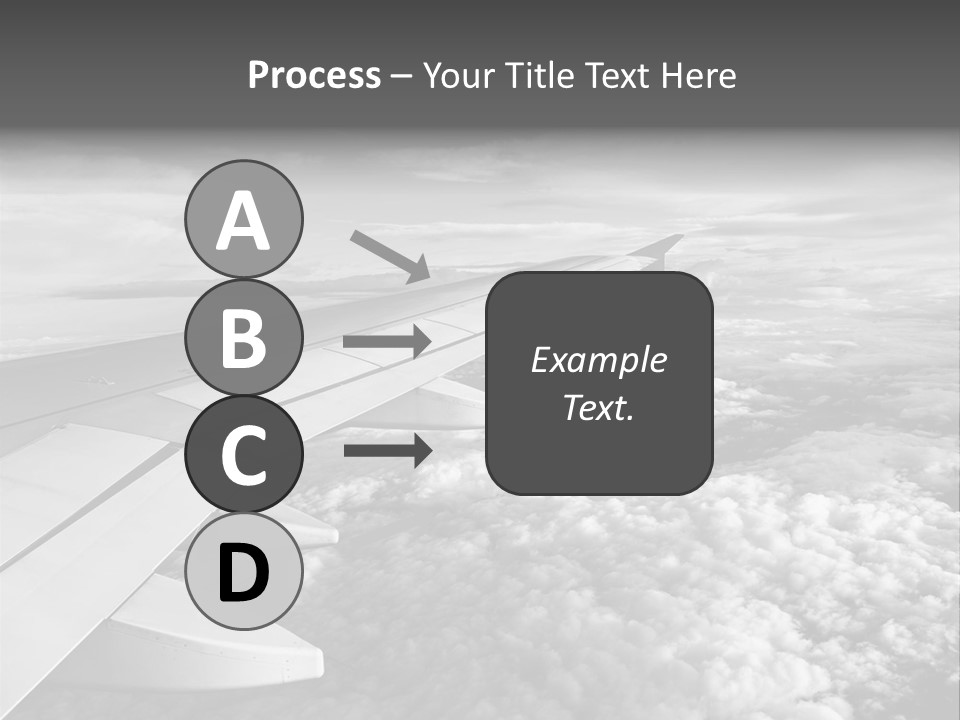 A View Of The Wing Of An Airplane In The Sky PowerPoint Template