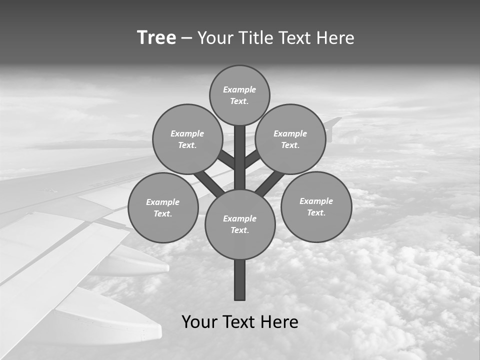 A View Of The Wing Of An Airplane In The Sky PowerPoint Template