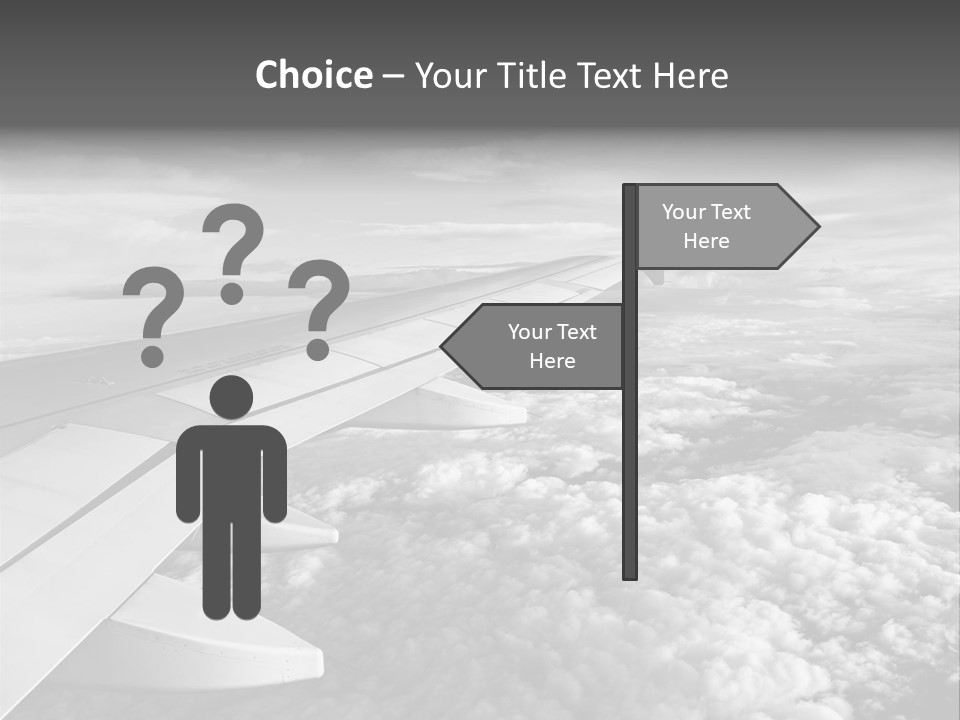 A View Of The Wing Of An Airplane In The Sky PowerPoint Template