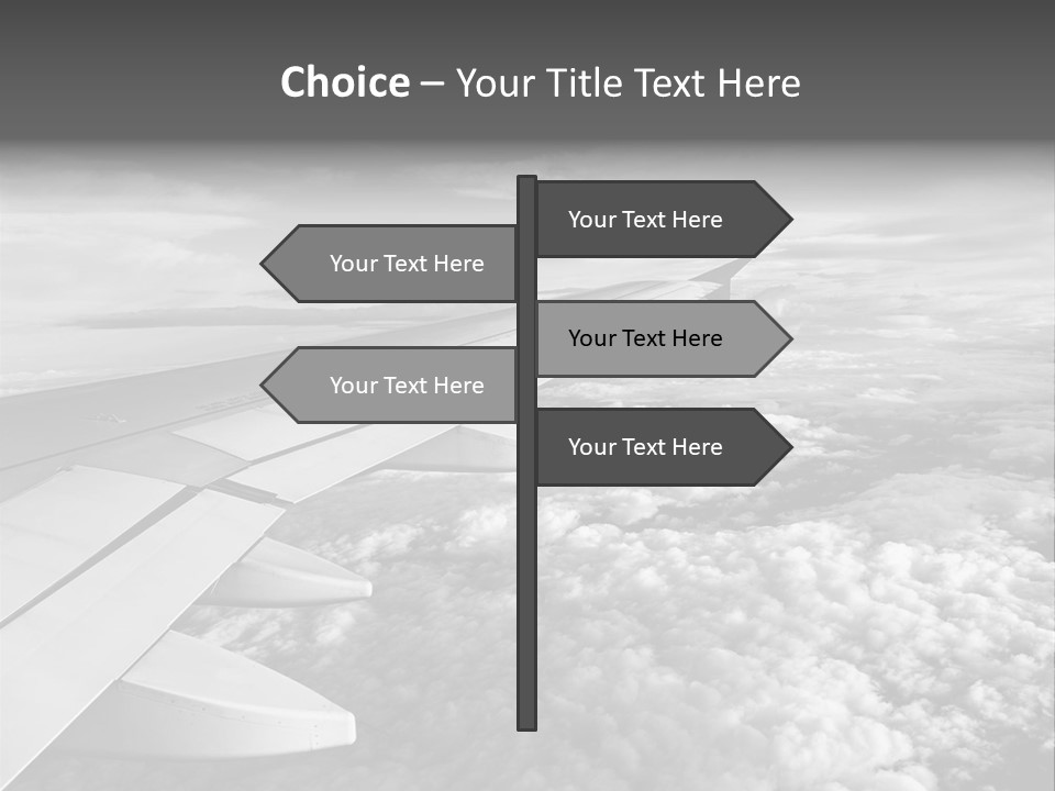 A View Of The Wing Of An Airplane In The Sky PowerPoint Template