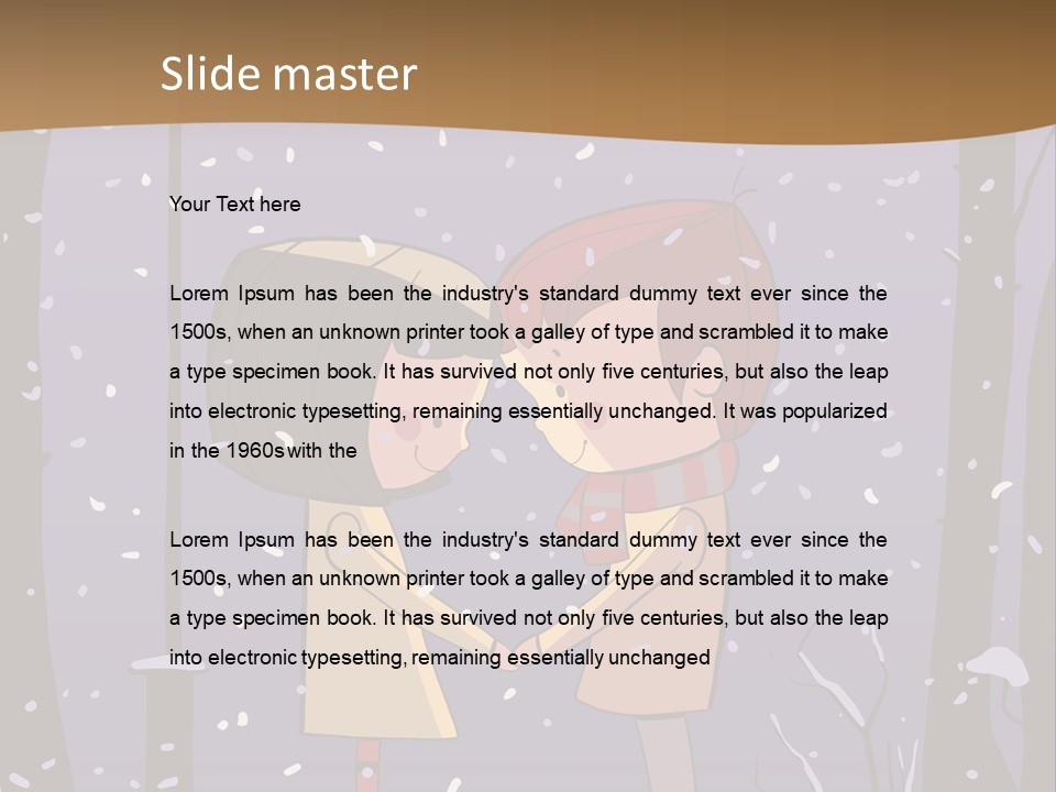 A Couple Kissing Under A Street Light In The Snow PowerPoint Template