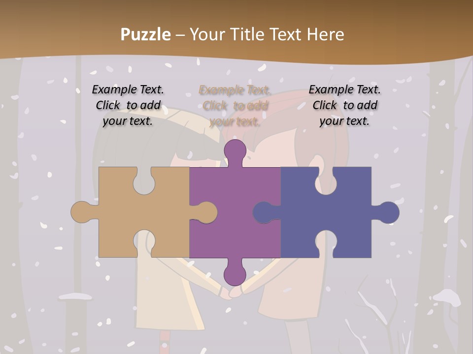 A Couple Kissing Under A Street Light In The Snow PowerPoint Template